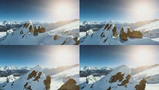 4K登峰登山高山雪山攀登冬季滑雪高清在线视频素材下载