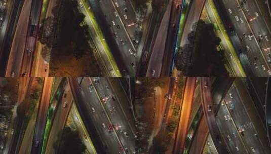 高架桥车流夜景航拍高清在线视频素材下载