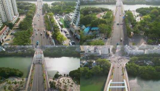 三亚城市迎宾路交通航拍风光高清在线视频素材下载