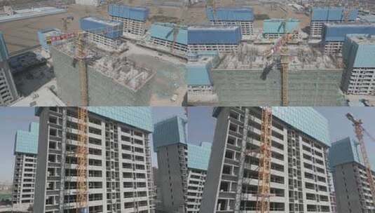 房地产楼盘建筑工地基建工程航拍合集高清在线视频素材下载