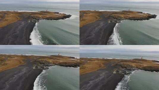 航拍冰岛黑沙滩高清在线视频素材下载