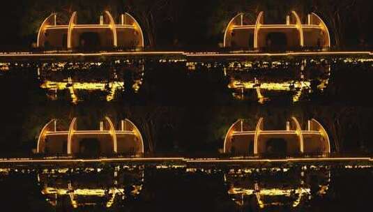 洪湖公园观景台夜景灯光游客走动B高清在线视频素材下载