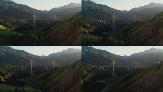 山脉之间的桥梁高清在线视频素材下载