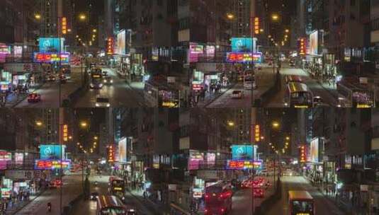 香港旺角夜景车流高清在线视频素材下载