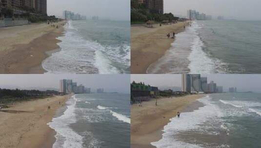 海浪沙滩海浪拍打沙滩航拍旅拍素材潮汐高清在线视频素材下载