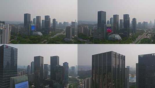 深圳建行大厦远景航拍前进高清在线视频素材下载
