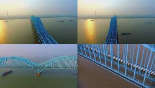 南京大胜关大桥铁路大桥高清在线视频素材下载
