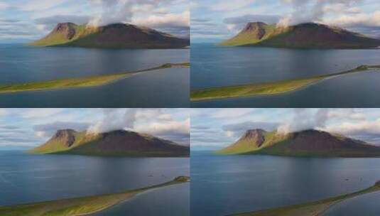 航拍海岛白天的风景高清在线视频素材下载