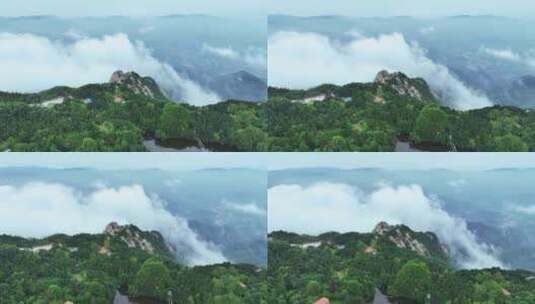 航拍河南信阳旅游5A级鸡公山景区山顶云海高清在线视频素材下载
