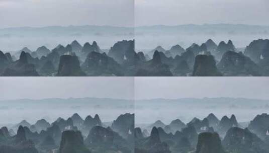 航拍山清水秀的桂林山水风光高清在线视频素材下载