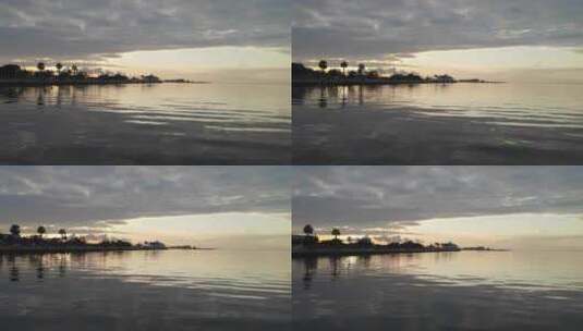 新奥尔良湖滨大道日落时庞恰特雷恩湖宁静的湖水，高清在线视频素材下载