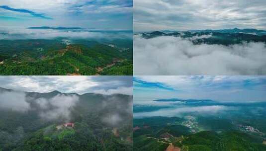 江西赣州王母渡镇东灵山云海大山航拍高清在线视频素材下载