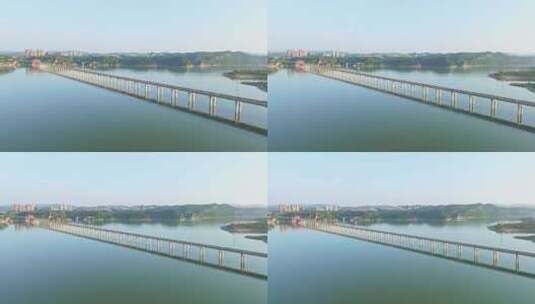 十堰郧阳汉江大桥环绕镜头高清在线视频素材下载