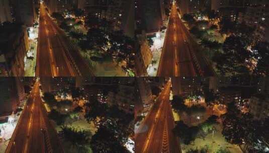 城市中心的夜晚道路高清在线视频素材下载