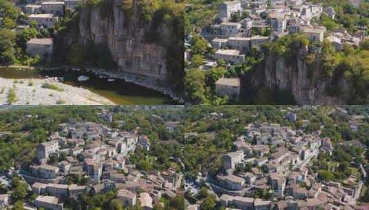 巴拉祖茨的鸟瞰图法国南部阿尔迪切最美丽的村庄之一高清在线视频素材下载