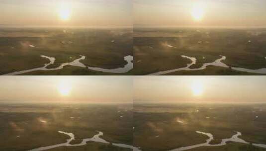 湿地日出弥漫的晨雾高清在线视频素材下载