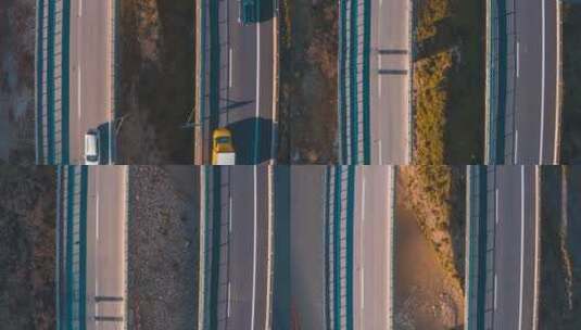 汽车驾驶在高速公路上的航拍高清在线视频素材下载