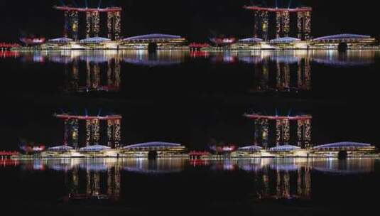 滨海湾金沙夜晚灯光展示高清在线视频素材下载