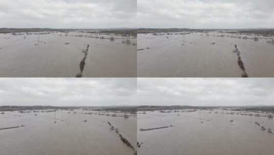 水灾后的农田航拍景观高清在线视频素材下载