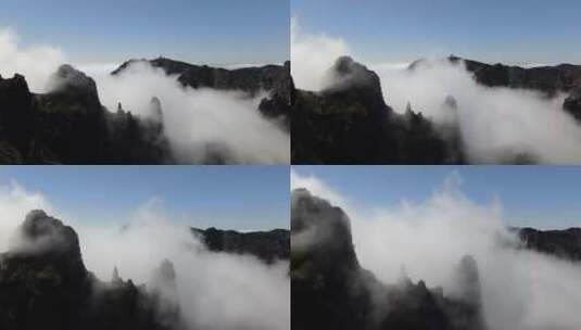 航拍山脉中的云朵高清在线视频素材下载