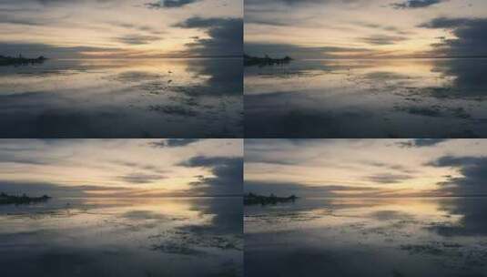 日出前湖面的朝霞高清在线视频素材下载