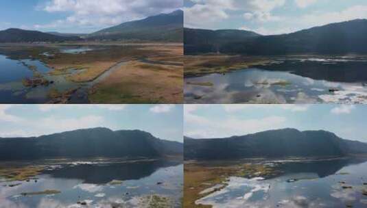 4k云南风光视频腾冲神奇湿地湖面蓝天倒影高清在线视频素材下载