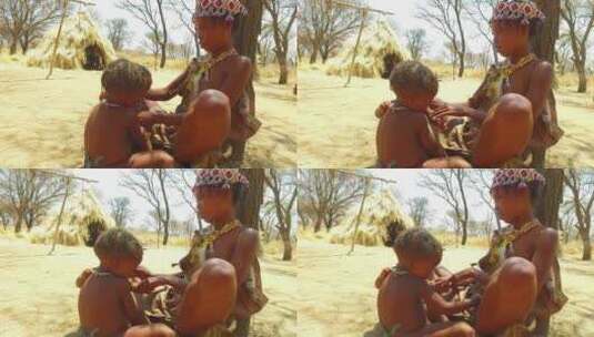 非洲纳米比亚原始小村庄高清在线视频素材下载