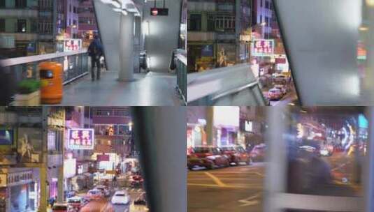 夜幕下的香港街头延时景观高清在线视频素材下载