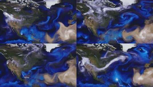 2010年北美飓风和气溶胶的模拟动画高清在线视频素材下载