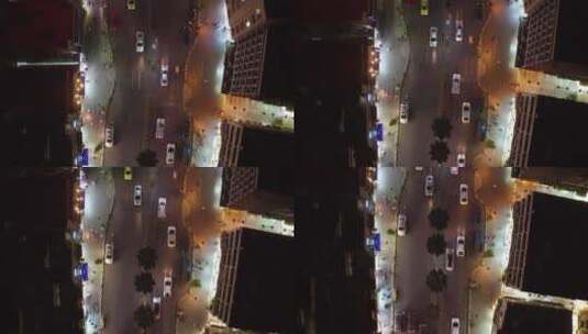 夜间空中下的汽车交通高清在线视频素材下载