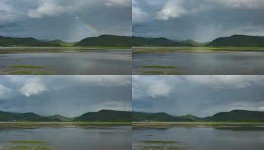 香格里拉纳帕海彩虹高清在线视频素材下载