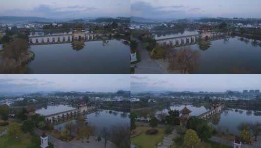 古桥视频日出前的云南建水双龙桥十七孔桥高清在线视频素材下载