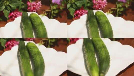 瘦身蔬菜秋黄瓜切黄瓜高清在线视频素材下载