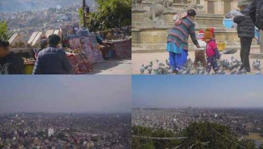 记录尼泊尔人慢生活加德满都街道建筑旅游高清在线视频素材下载