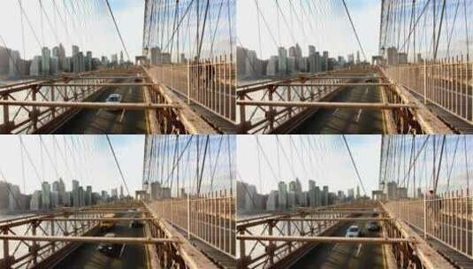 车流密布的布鲁克林大桥高清在线视频素材下载