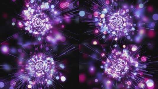 紫色唯美浪漫放射粒子星空背景高清在线视频素材下载