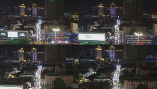 航拍广西南宁城市夜景地标建筑高清在线视频素材下载