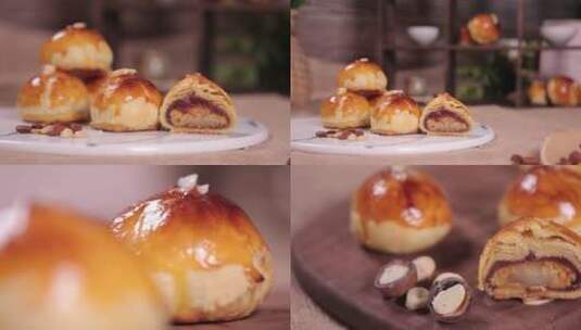 【镜头合集】紫薯芝心月饼蛋黄酥高清在线视频素材下载