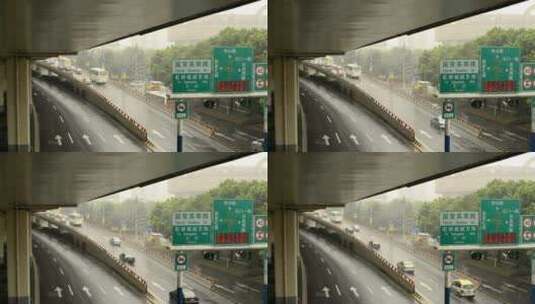 城市雨天高架车流高清在线视频素材下载