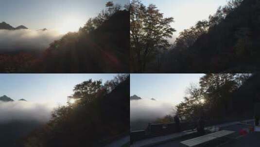山区清晨日出航拍高清在线视频素材下载
