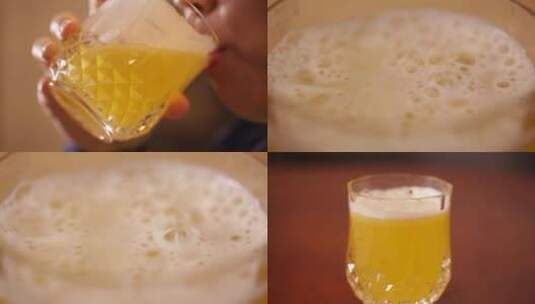 【镜头合集】玻璃杯里倒果汁高清在线视频素材下载