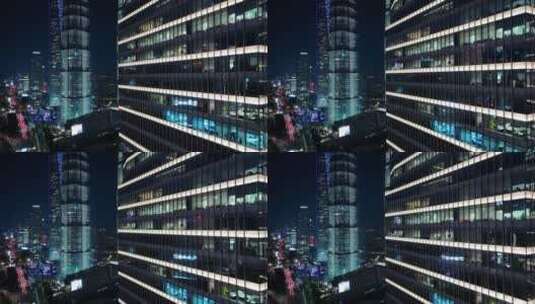 夜晚办公楼外白领加班-上海陆家嘴高清在线视频素材下载