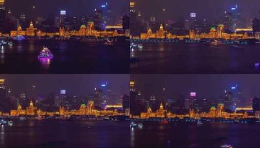 上海河畔照亮的建筑高清在线视频素材下载