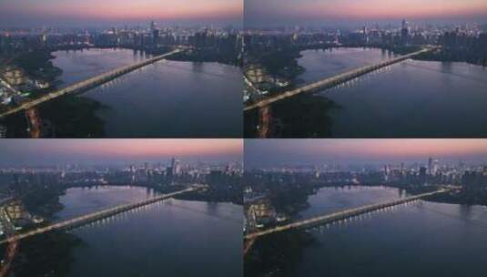 武汉沙湖大桥，远景俯视环绕镜头高清在线视频素材下载