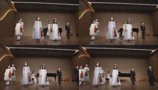 少年儿童拉小提琴音乐会高清在线视频素材下载