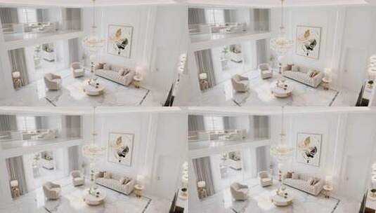 现代简约双层客厅室内场景高清在线视频素材下载