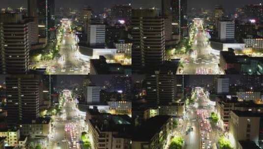 城市夜景交通车辆行驶航拍高清在线视频素材下载