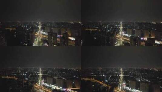 河南郑州夜景航拍高清在线视频素材下载
