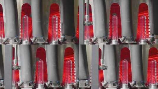 机器人机器将塑料管送入缺口。缺口用红色LED灯照亮高清在线视频素材下载
