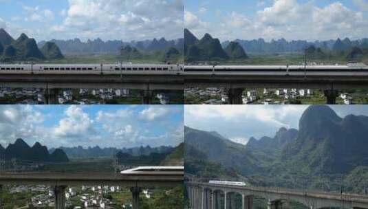 高铁 动车 和谐号 复兴号 航拍合集4K高清在线视频素材下载